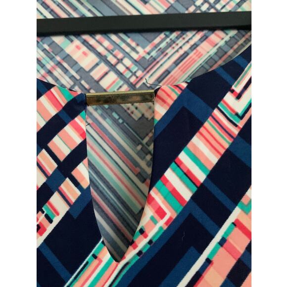 Tacera Geometric Colorful  Keyhole Neck Shift Dress Size L - Picture 3 of 9